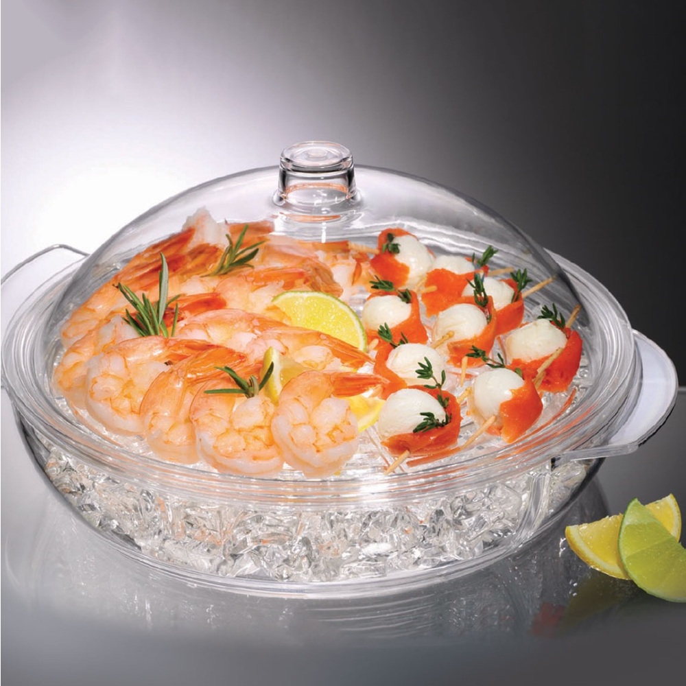 Prodyne Server-On-Ice 3-Piece Set – Chilled Food Serving Tray with Dome Lid